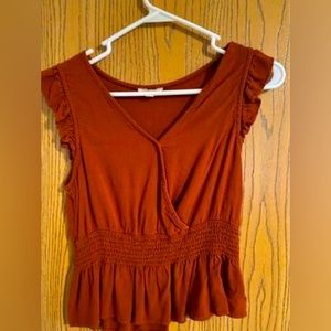 Moa Moa Ruffled Shirt, Burnt Orange